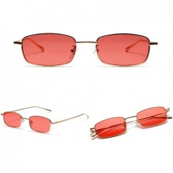 Rectangular Tiny Sunglasses Men Retro Small Rectangle Sun Glasses Women Summer 2018 UV400 - Red - CT18E5DUERG $9.21