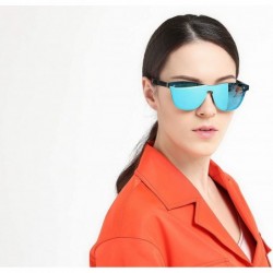 Round Blenders Sunglasses Polarized Sunglasses - Rimless Mirrored Lens Sunglasses JH9004 - Black Frame Blue Mirror - CB18IG4M...