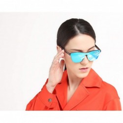 Round Blenders Sunglasses Polarized Sunglasses - Rimless Mirrored Lens Sunglasses JH9004 - Black Frame Blue Mirror - CB18IG4M...
