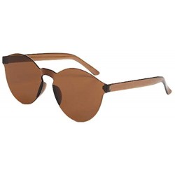 Rimless Colorful One Piece Rimless Transparent Sunglasses For Women Men Tinted Candy Colored Glasses - Brown - C118SWCAT8Z $1...