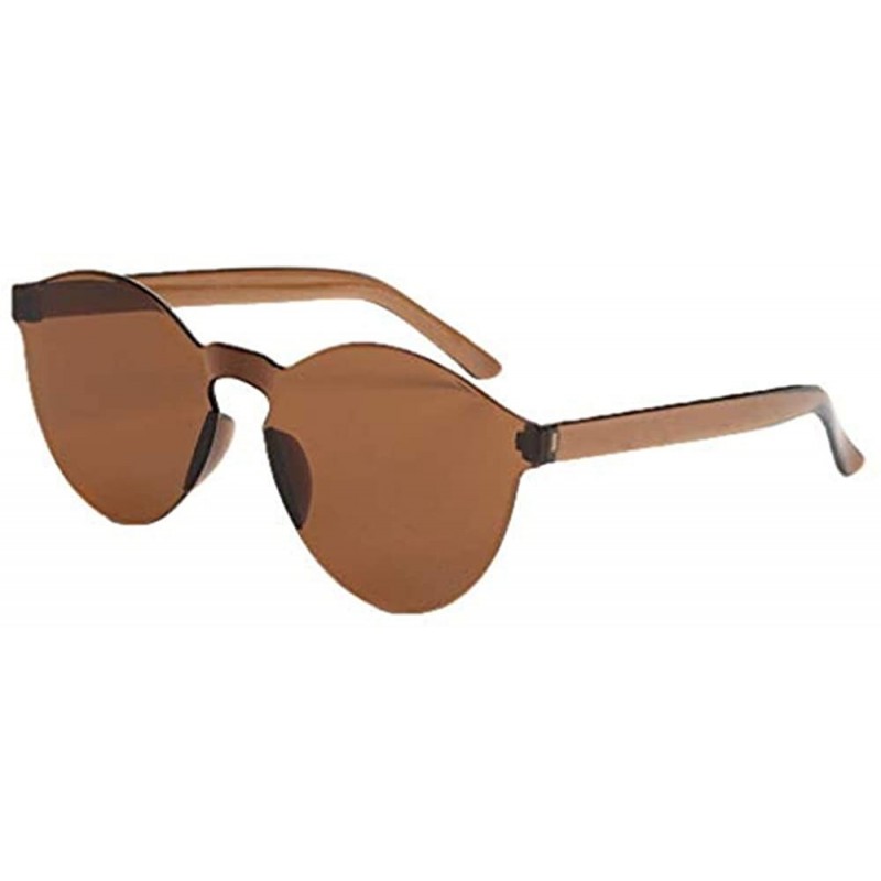 Rimless Colorful One Piece Rimless Transparent Sunglasses For Women Men Tinted Candy Colored Glasses - Brown - C118SWCAT8Z $1...