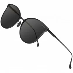 Sport Polarized Sunglasses for Women UV Protection Aluminium-magnesium Alloy Round Frame Vintage Driving Sun Glasses - C91940...