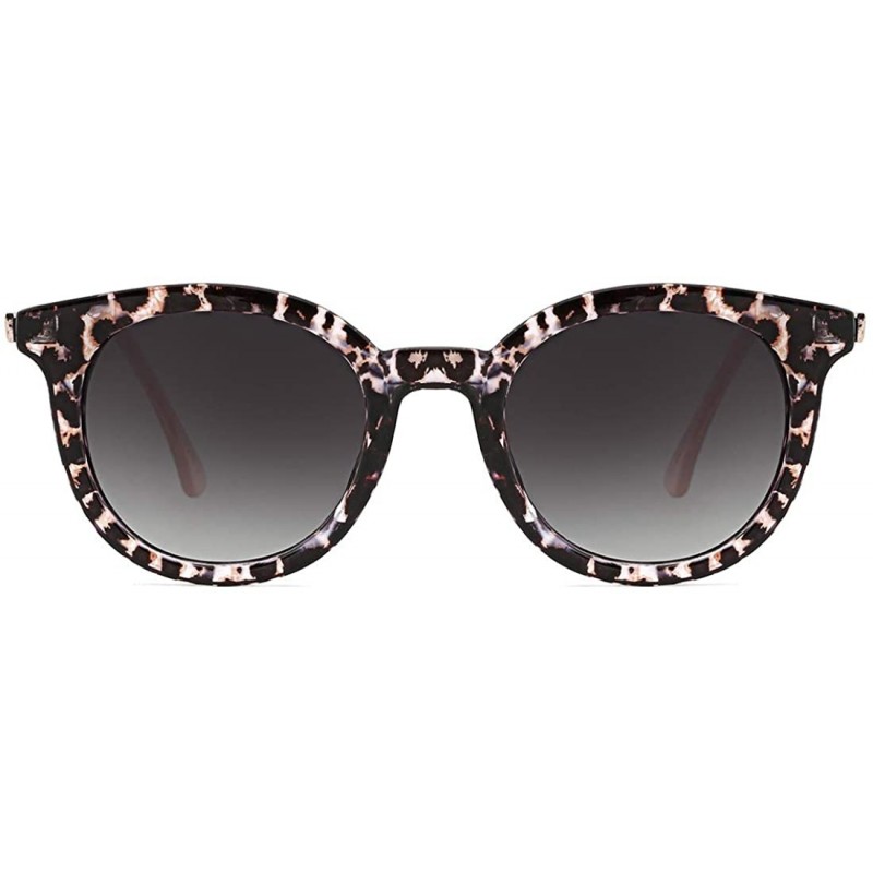 Round Retro Round Sunglasses for Women Fashion Plastic Frame UV400 Protection - Leopard Print - CC18ZEKEQ0N $15.17