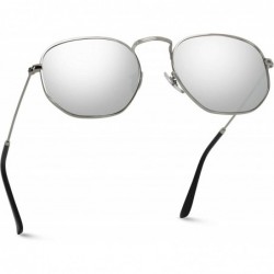 Aviator Geometric Round Gold Frame Retro Sunglasses - Silver Frame / Mirror Silver Lens - CY18CEQA2HI $30.00