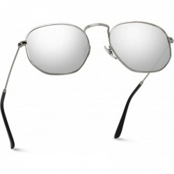 Aviator Geometric Round Gold Frame Retro Sunglasses - Silver Frame / Mirror Silver Lens - CY18CEQA2HI $16.18