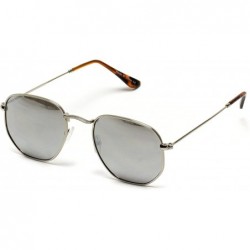 Aviator Geometric Round Gold Frame Retro Sunglasses - Silver Frame / Mirror Silver Lens - CY18CEQA2HI $16.18