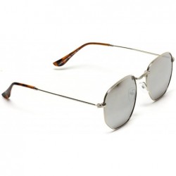 Aviator Geometric Round Gold Frame Retro Sunglasses - Silver Frame / Mirror Silver Lens - CY18CEQA2HI $16.18