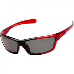 Sport Polarized Wrap Around Sports Sunglasses - Red - Smoke - C718D0N9XIZ $13.44