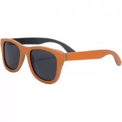 Sport Handmade Polarized Wood Sunglasses Skateboard Wooden Sun Glasses UV400 Protection-Z68004 - Orange/Nature/Black - CW18E4...