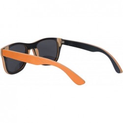 Sport Handmade Polarized Wood Sunglasses Skateboard Wooden Sun Glasses UV400 Protection-Z68004 - Orange/Nature/Black - CW18E4...