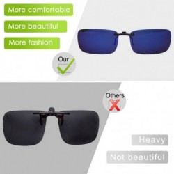 Round Polarized Clip-on Sunglasses Over Prescription Glasses Anti-Glare UV400 - Blue - CI18E2I7ZUZ $11.10