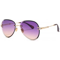 Oval Fashion Men's and Women's Round Resin Lenses Oversized Sunglasses UV400 - Purple Brown - CM18N6KYWLD $13.36