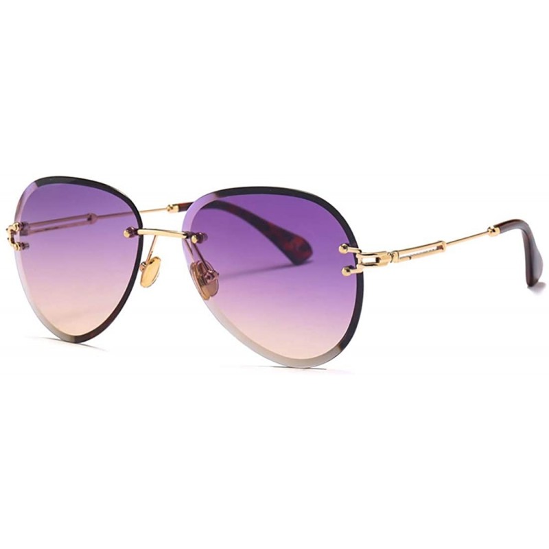 Oval Fashion Men's and Women's Round Resin Lenses Oversized Sunglasses UV400 - Purple Brown - CM18N6KYWLD $13.36