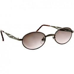 Sport Sunglasses for Men Women Small Retro Oval Metal Classic Vintage Stylish - Gunmetal Frame / Brown Gradient Lens - C018O7...