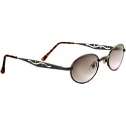 Sport Sunglasses for Men Women Small Retro Oval Metal Classic Vintage Stylish - Gunmetal Frame / Brown Gradient Lens - C018O7...