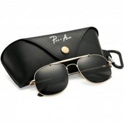 Square Polarized Sunglasses for Men 100% UV Protection Metal Frame Sun Glasses - Gold Frame/Smoke Lens - CO18UTCHKNI $12.51