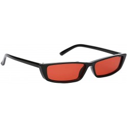 Goggle Women Rectangle Small Frame Sunglasses Fashion Designer Square Shades - Black Frame/Red Lens - C818C6Y2IUW $18.20