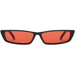 Goggle Women Rectangle Small Frame Sunglasses Fashion Designer Square Shades - Black Frame/Red Lens - C818C6Y2IUW $9.97