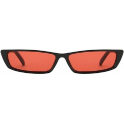 Goggle Women Rectangle Small Frame Sunglasses Fashion Designer Square Shades - Black Frame/Red Lens - C818C6Y2IUW $9.97