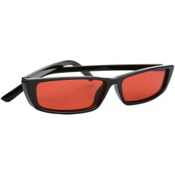 Goggle Women Rectangle Small Frame Sunglasses Fashion Designer Square Shades - Black Frame/Red Lens - C818C6Y2IUW $9.97