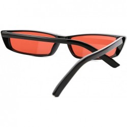 Goggle Women Rectangle Small Frame Sunglasses Fashion Designer Square Shades - Black Frame/Red Lens - C818C6Y2IUW $9.97