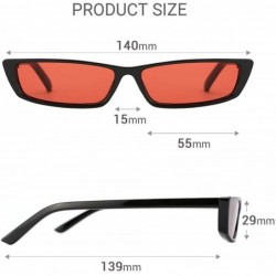 Goggle Women Rectangle Small Frame Sunglasses Fashion Designer Square Shades - Black Frame/Red Lens - C818C6Y2IUW $9.97