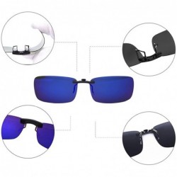 Round Polarized Clip-on Sunglasses Over Prescription Glasses Anti-Glare UV400 - Blue - CI18E2I7ZUZ $11.10