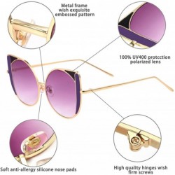 Sport Cat Eye Sunglasses for Women Fashion Flat Lens Metal Frame Sun Glasses UV 400 Protection - Purple+black - C6194OL2SS3 $...