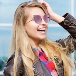 Sport Cat Eye Sunglasses for Women Fashion Flat Lens Metal Frame Sun Glasses UV 400 Protection - Purple+black - C6194OL2SS3 $...