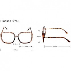 Oversized sunglasses women Brand designer oversize square sun glasses men luxury Diamond sunglasses clear lens - Leopard - C0...