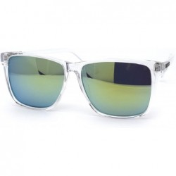 Rectangular Mens Clear Frame Rectangular Mirror Lens Sunglasses - Yellow Mirror - CZ194UC3M8M $8.41