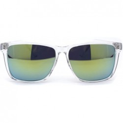 Rectangular Mens Clear Frame Rectangular Mirror Lens Sunglasses - Yellow Mirror - CZ194UC3M8M $8.41