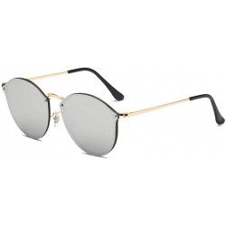 Round 2019 Luxury Round Sunglasses Women Brand Designer CatEye Retro Rimless Sunglass Mirror Sun Glasses - Silver - CP18R5UL2...