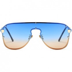 Shield Oversized Sunglasses Sun Protection Glasses Women Sexy Shield Vintage Eyewear - Blue-brown Lens - CO18D74S2D2 $12.84