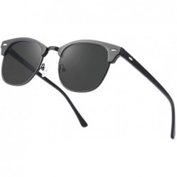 Aviator Polarized Sunglasses For Women And Men Semi Rimless Frame Retro Brand Sun Glasses AE0369 - All Black - CH18XEGLK2R $9.54