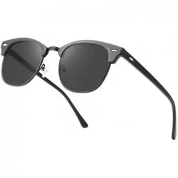 Aviator Polarized Sunglasses For Women And Men Semi Rimless Frame Retro Brand Sun Glasses AE0369 - All Black - CH18XEGLK2R $2...