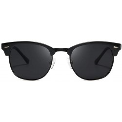 Aviator Polarized Sunglasses For Women And Men Semi Rimless Frame Retro Brand Sun Glasses AE0369 - All Black - CH18XEGLK2R $9.54