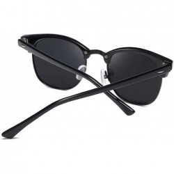 Aviator Polarized Sunglasses For Women And Men Semi Rimless Frame Retro Brand Sun Glasses AE0369 - All Black - CH18XEGLK2R $9.54