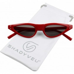 Oval Ultra Small Thin Retro Cat Eye Sunglasses Narrow Pointy Mod Slim Chic Stylish 90's Women's Fashion Shades - Red - CR18ET...