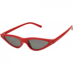 Oval Ultra Small Thin Retro Cat Eye Sunglasses Narrow Pointy Mod Slim Chic Stylish 90's Women's Fashion Shades - Red - CR18ET...