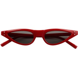 Oval Ultra Small Thin Retro Cat Eye Sunglasses Narrow Pointy Mod Slim Chic Stylish 90's Women's Fashion Shades - Red - CR18ET...