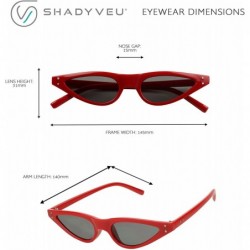 Oval Ultra Small Thin Retro Cat Eye Sunglasses Narrow Pointy Mod Slim Chic Stylish 90's Women's Fashion Shades - Red - CR18ET...