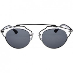 Cat Eye Men's and Women's So real Fashion Cat eyes UV-resistant Sun glasses - Silver/Black Grey - CY12DIB0IDX $13.32