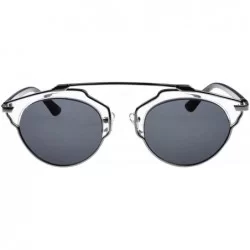 Cat Eye Men's and Women's So real Fashion Cat eyes UV-resistant Sun glasses - Silver/Black Grey - CY12DIB0IDX $28.48