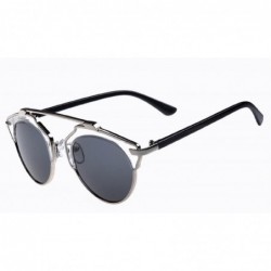 Cat Eye Men's and Women's So real Fashion Cat eyes UV-resistant Sun glasses - Silver/Black Grey - CY12DIB0IDX $13.32