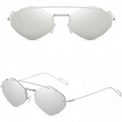 Rectangular Sunglasses Mirrored Irregular Glasses - Gray - CS18UKOE4UI $24.31