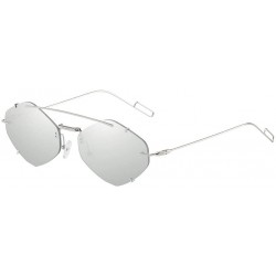 Rectangular Sunglasses Mirrored Irregular Glasses - Gray - CS18UKOE4UI $11.20