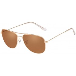 Sport Mens Womens Metal Frame Sunglasses Ocean Color Unisex Eyeglasses for Summer - Gold&brown - CQ1808QY2UL $16.03
