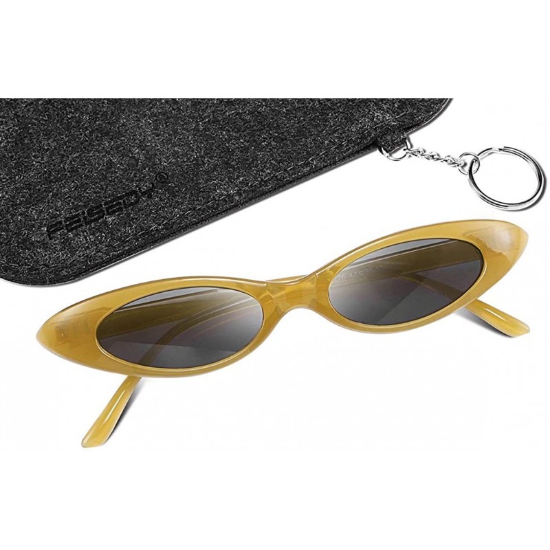 Cat Eye Small Cat Eye for Women Sunglasses Clout Goggle Jelly Glitter Sharp B2423 - Yellow/Smoke - C518DOXWEUG $8.49