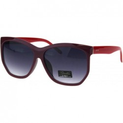 Oversized Womens Designer Style Sunglasses Oversized Square Angled Frame UV 400 - Burgundy Red (Smoke) - CM18KH0WGCO $20.96